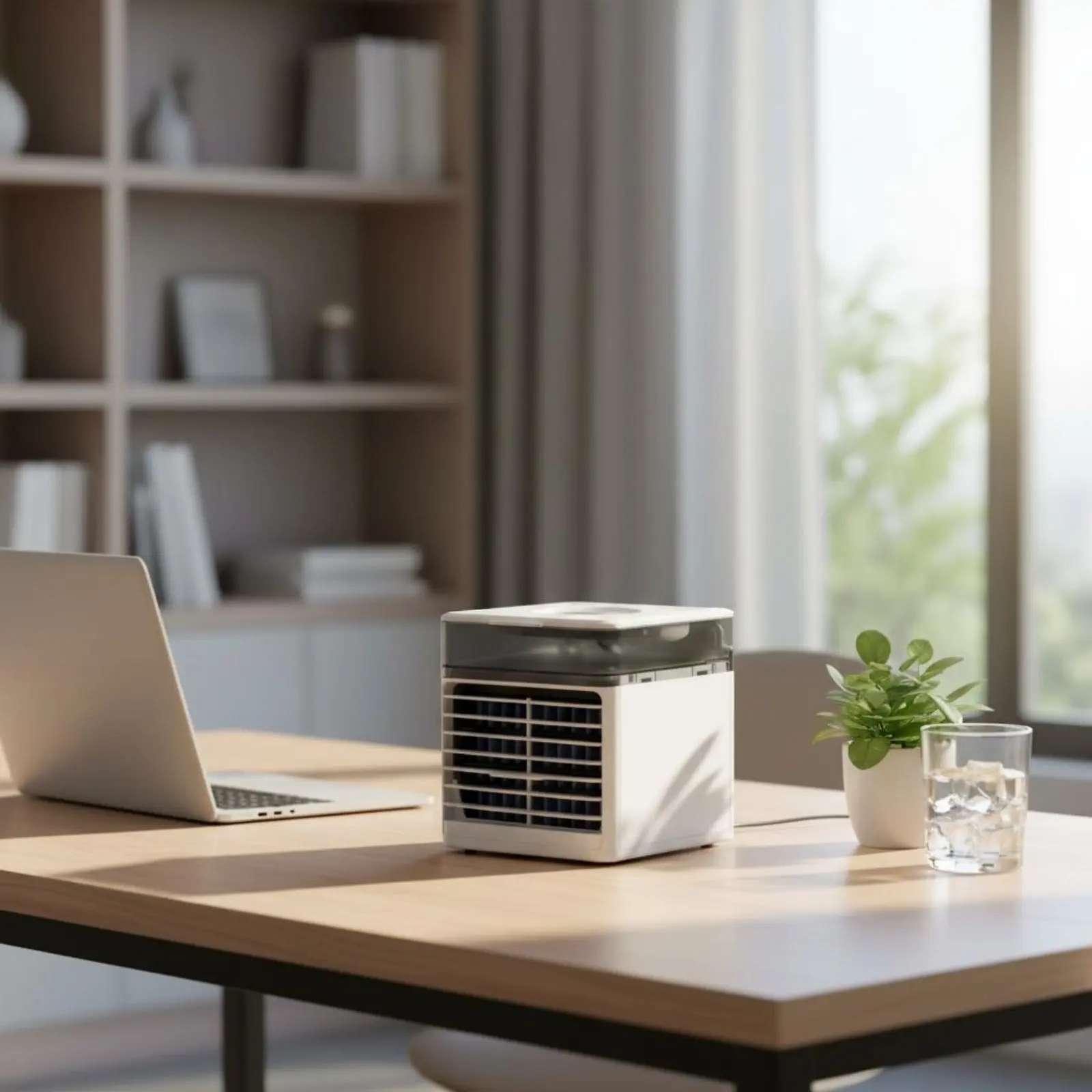 

USB Desktop Air Cooler Compact Portable Mist Fan Mini Evaporative Cooler Quiet Desktop Air Conditioner for Students, Desk, Home