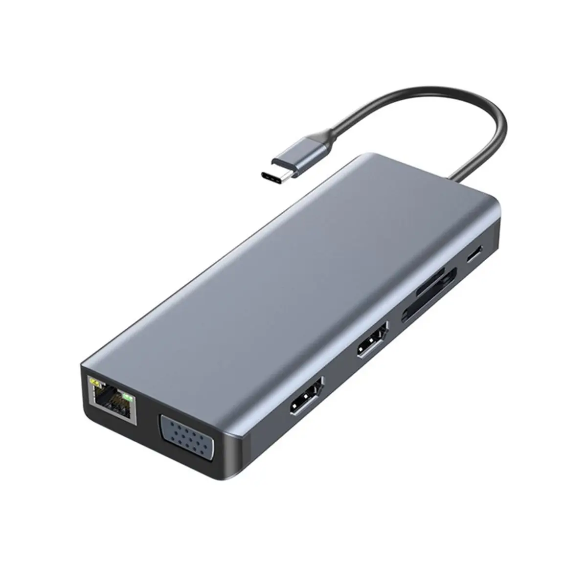 USB-C Hub 12-in-1 Docking Station, 4K -Compatible VGA Gigabit Ethernet, PD 100W, SD/TF Card Reader, USB 3.0 Adapter