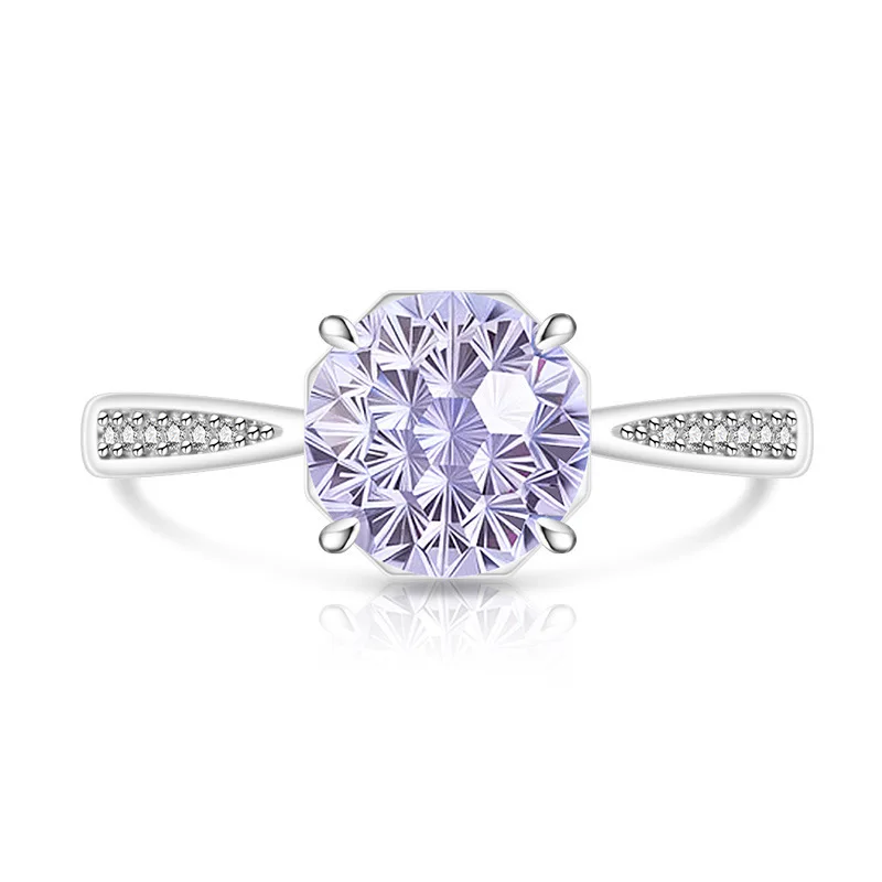 925 Sterling Silber Romantischer Millennium Cut Hochkarätiger Diamant Damen Eleganter Schlichter Ehering Liebhaber-Schmuck – Detail 12