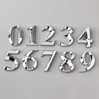 3D Self Adhesive Door Plate Sign House Number Stickers Digits Apartment Hotel Office Door Address ABS Plastic Label 5cm Silver