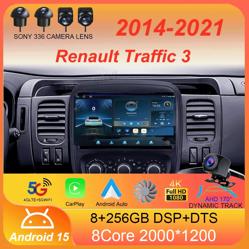 

Android 15 Auto Car Radio For Renault Traffic 3 2014-2021 For Opel Vivaro B 2014-2018 Multimedia Video Player Navigation GPS DSP