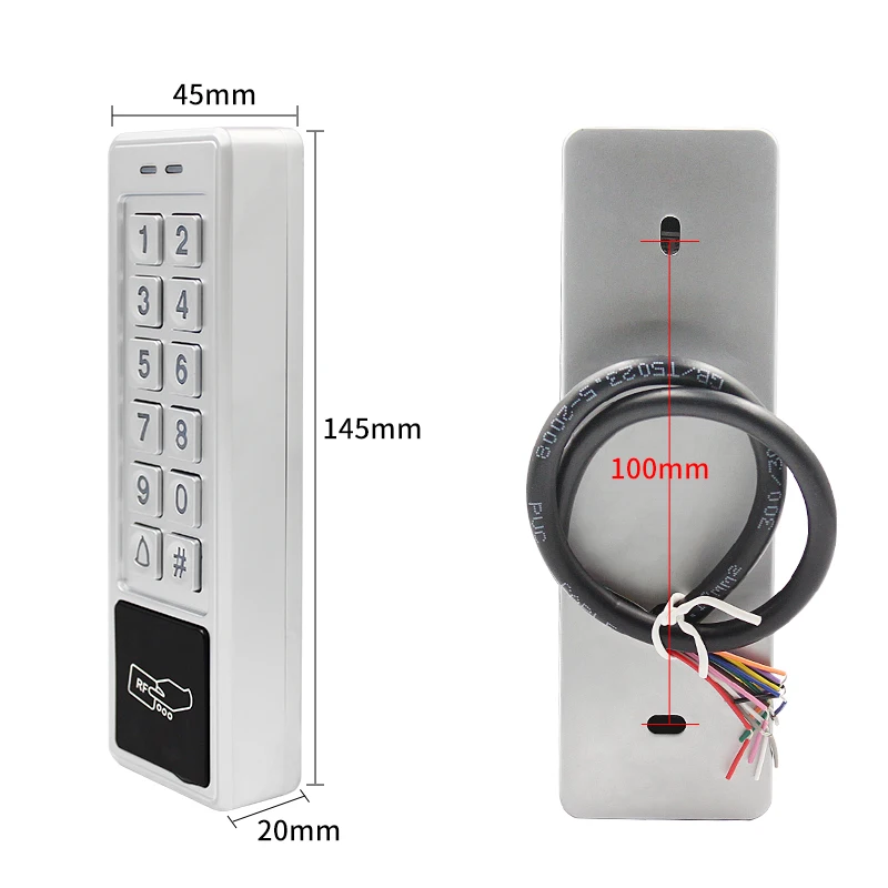 125Khz RFID Access Control Keypad EM Card Reader Door Access Control System Door Lock Opener Keyboard System Waterproof Wiegand