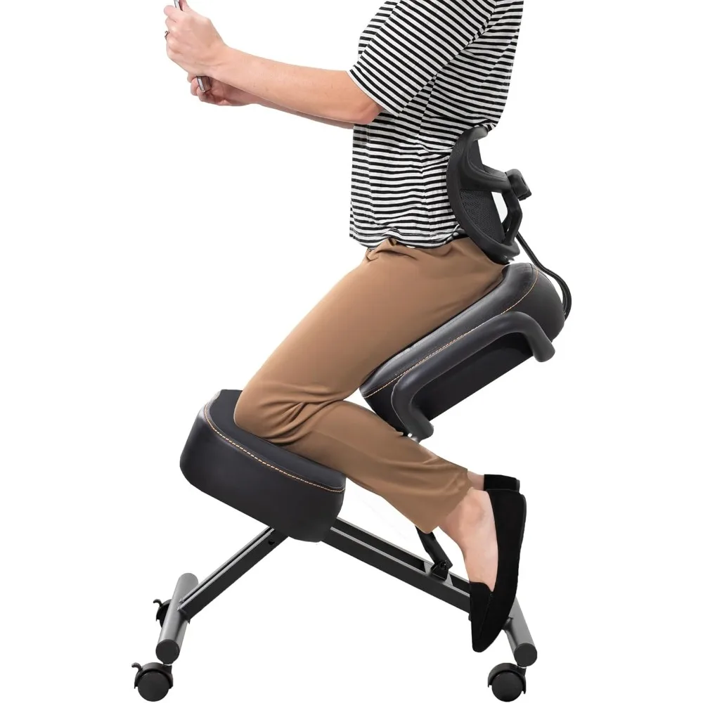 

Ergonomic Kneeling Chair with Back Support, Adjustable Stool for Home and Office with Angled Seat for Better Posture