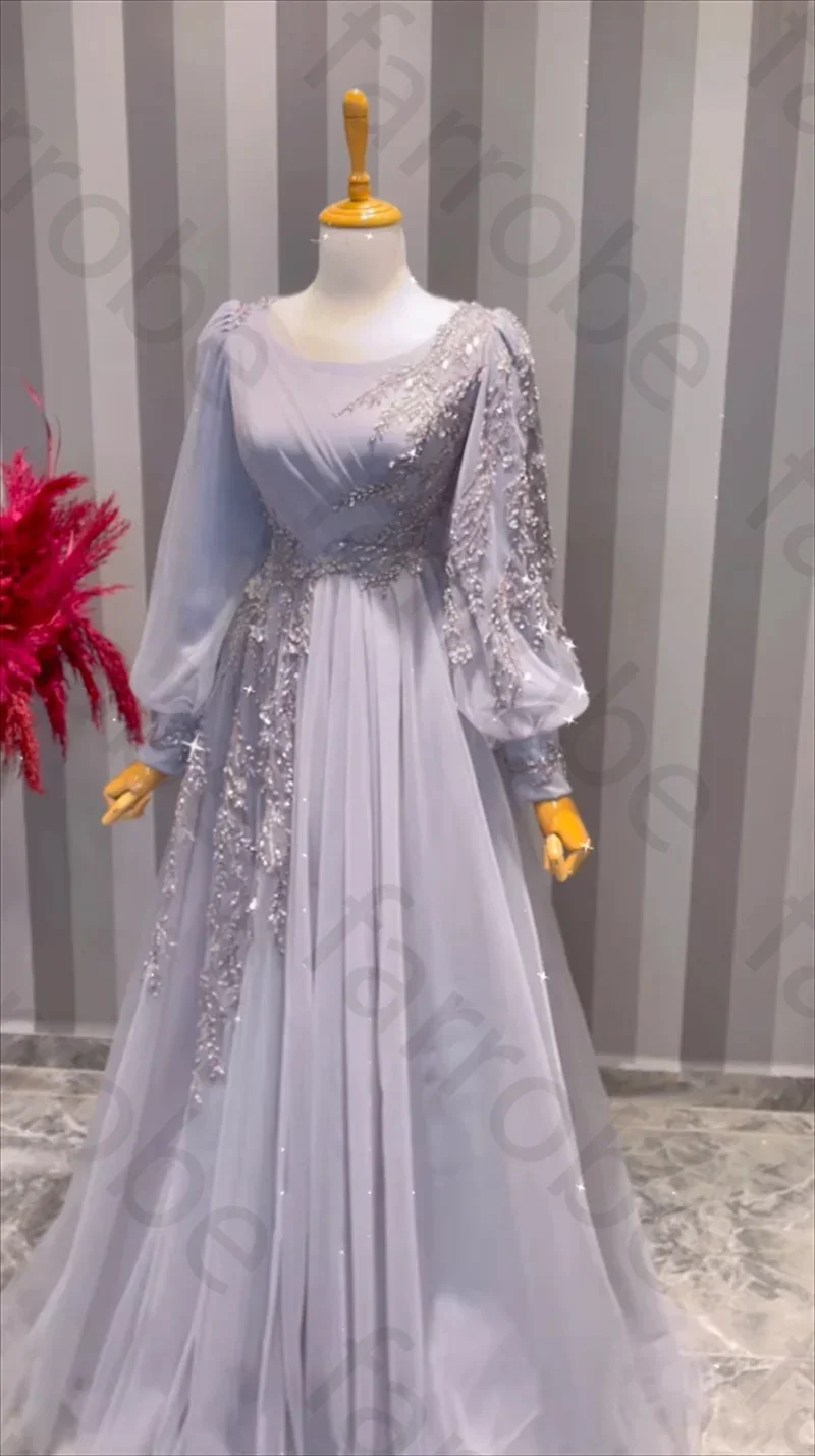 Customized Modest Long Sleeves Prom Dresses Evening Dresses Dubai Long Formal Party Dress Saudi Arabia Prom Party Gown for Women image 3