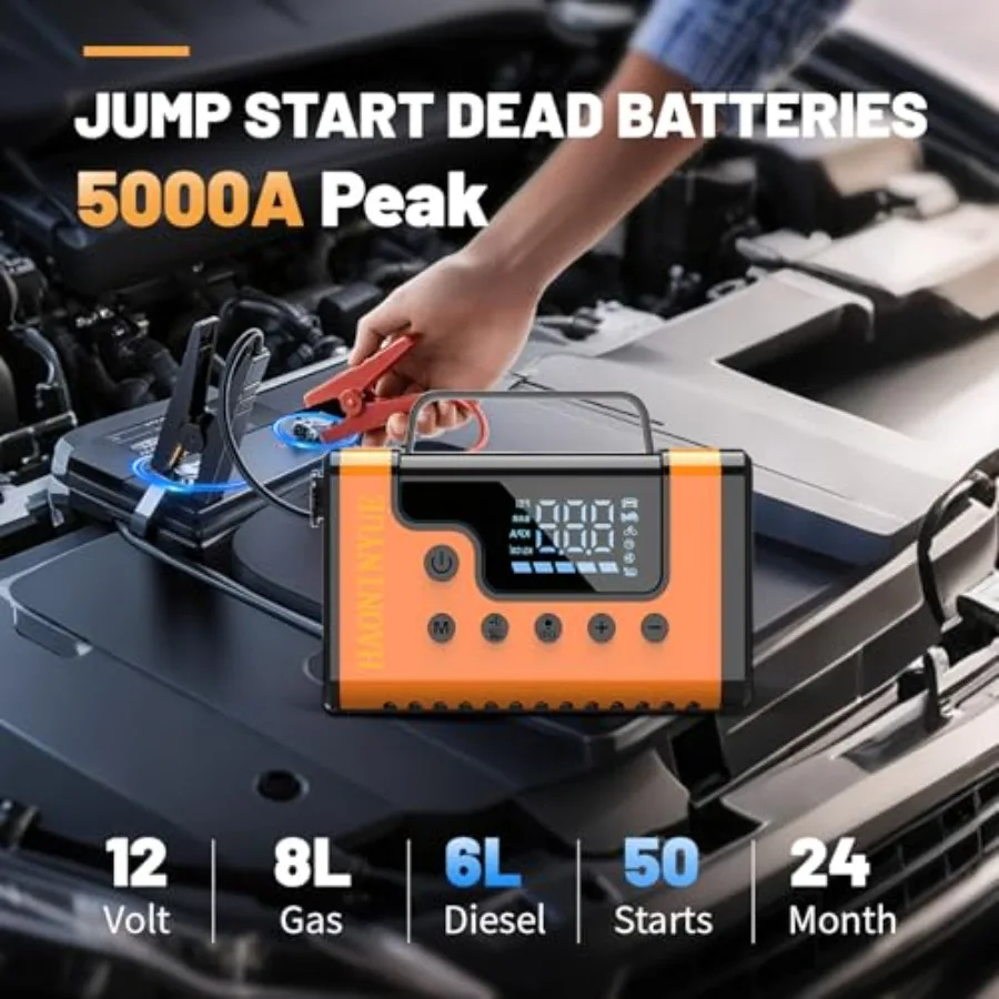 سيارة الانتقال كاتب مع ضاغط الهواء 5000A المحمولة بطارية السيارة الداعم نظيفة مكنسة كهربائية 12 فولت شاحن بطارية أيون الليثيوم 1