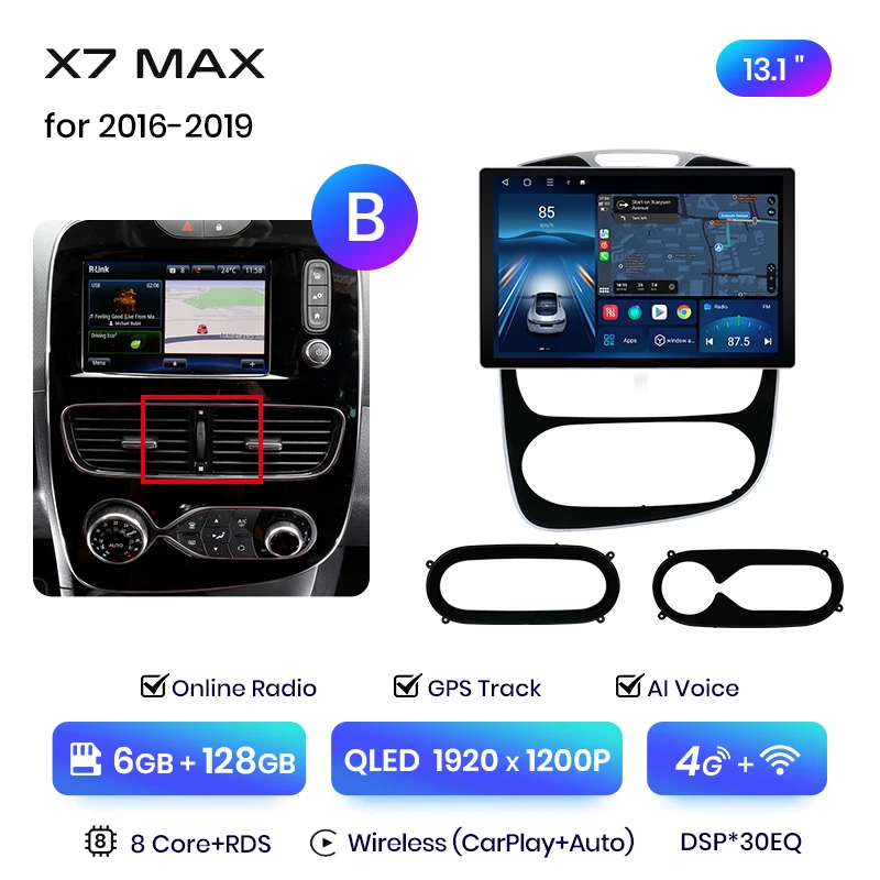 Junsun 13.1 inch QLED Android Draadloze CarPlay Auto Radio Voor Renault Clio 4 ZOE 2012-2019 Intelligente Systemen DSP SWC RDS