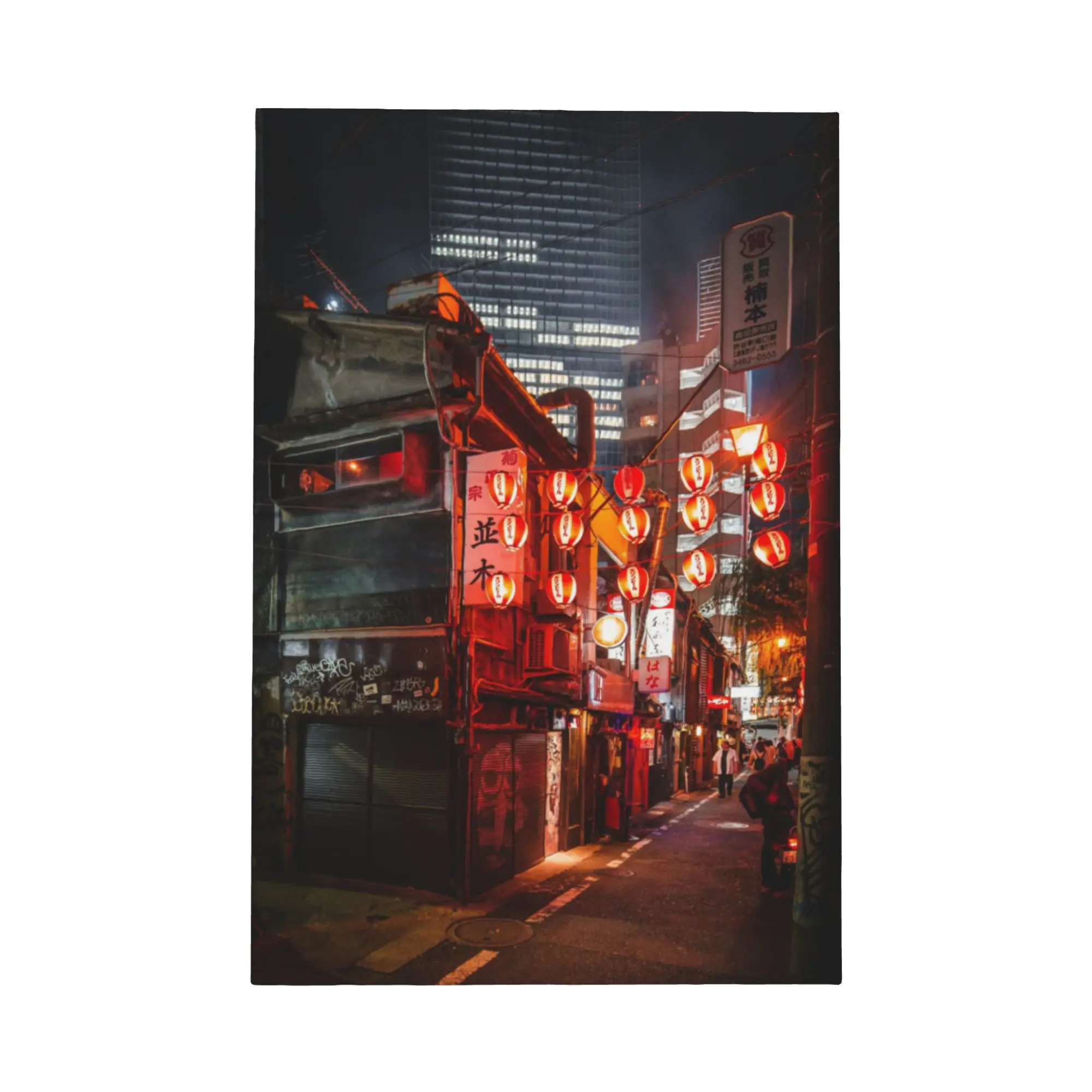 Arte de pared enmarcado en lienzo de Japón de Tokio, impresionante impresión escénica de paisaje urbano moderno, póster urbano de luces de neón de rascacielos