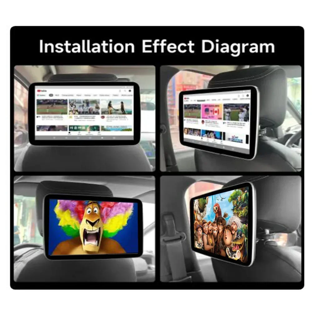 10.1''inch Car Headrest Monitor Display IPS Android 12 Tablet Touch Screen For Car Rear Seat Player Video Music Bluetooth HDMI