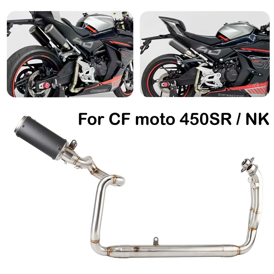 

Motorcycle Full Exhaust Systems For CFMOTO 450SR-S 450SRS 450NK 2022-2026 Dual Muffler Link Front Pipe 450SR-S exhaust