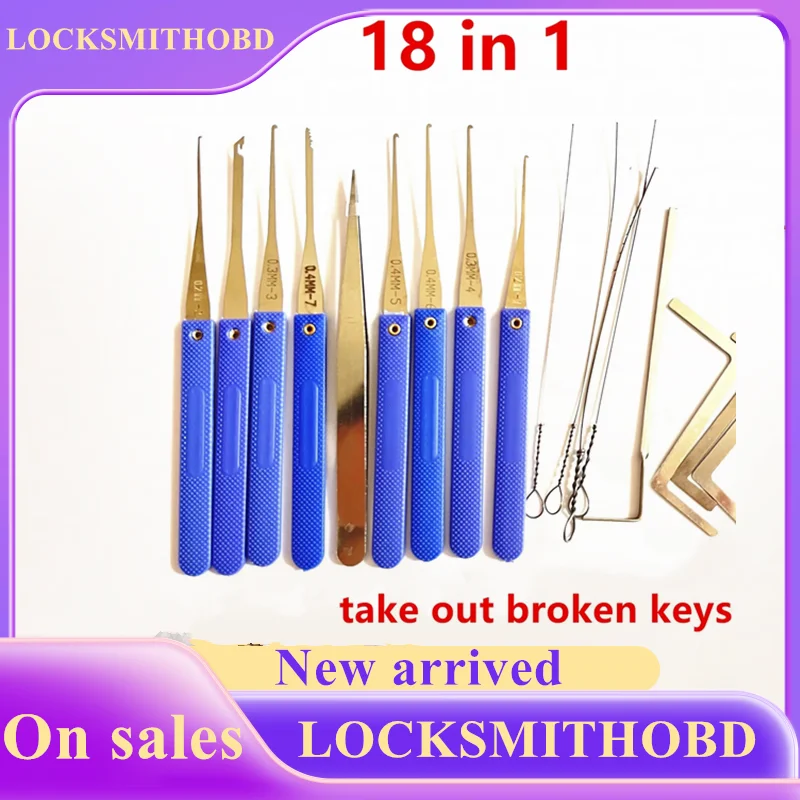 

18pcs Broken Key Extractor Locksmith Tool Pack 18in1 Broken Keys Kit Easily take The Broken Keys Out Of Lock