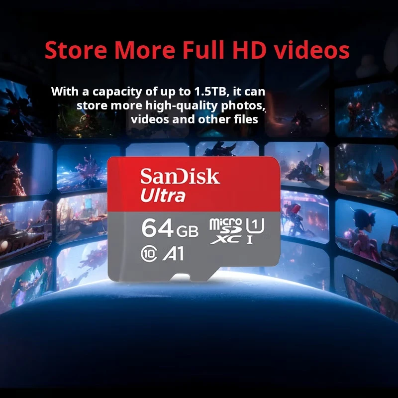 

SanDisk 64GB TF (MicroSD) Memory Card, A1 U1 C10, High-Speed Memory Card, Read Speed 140MB/s, Multi-Device Compatible