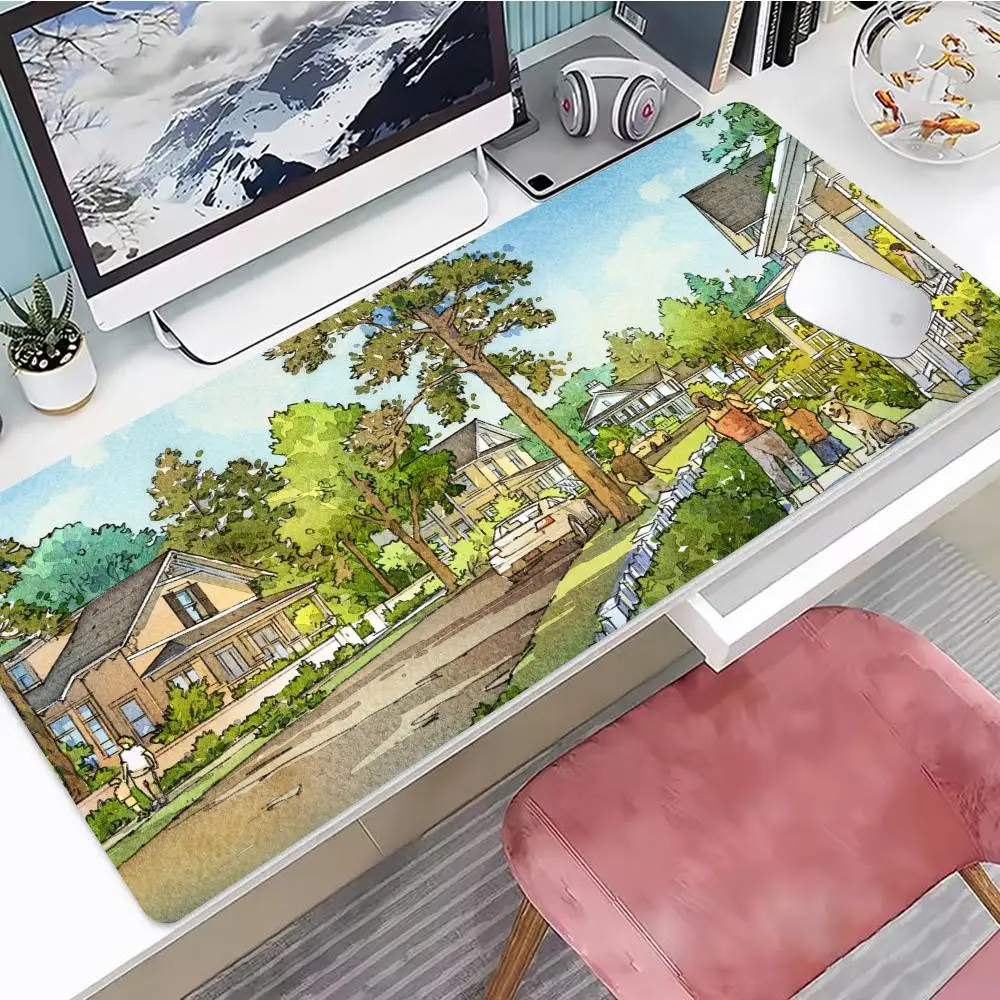 

Watercolor Painting Mouse Pad Gaming Mouse Pad, Mouse Pad with Edges and Non-Slip Rubber Base, Extended Mouse Pad