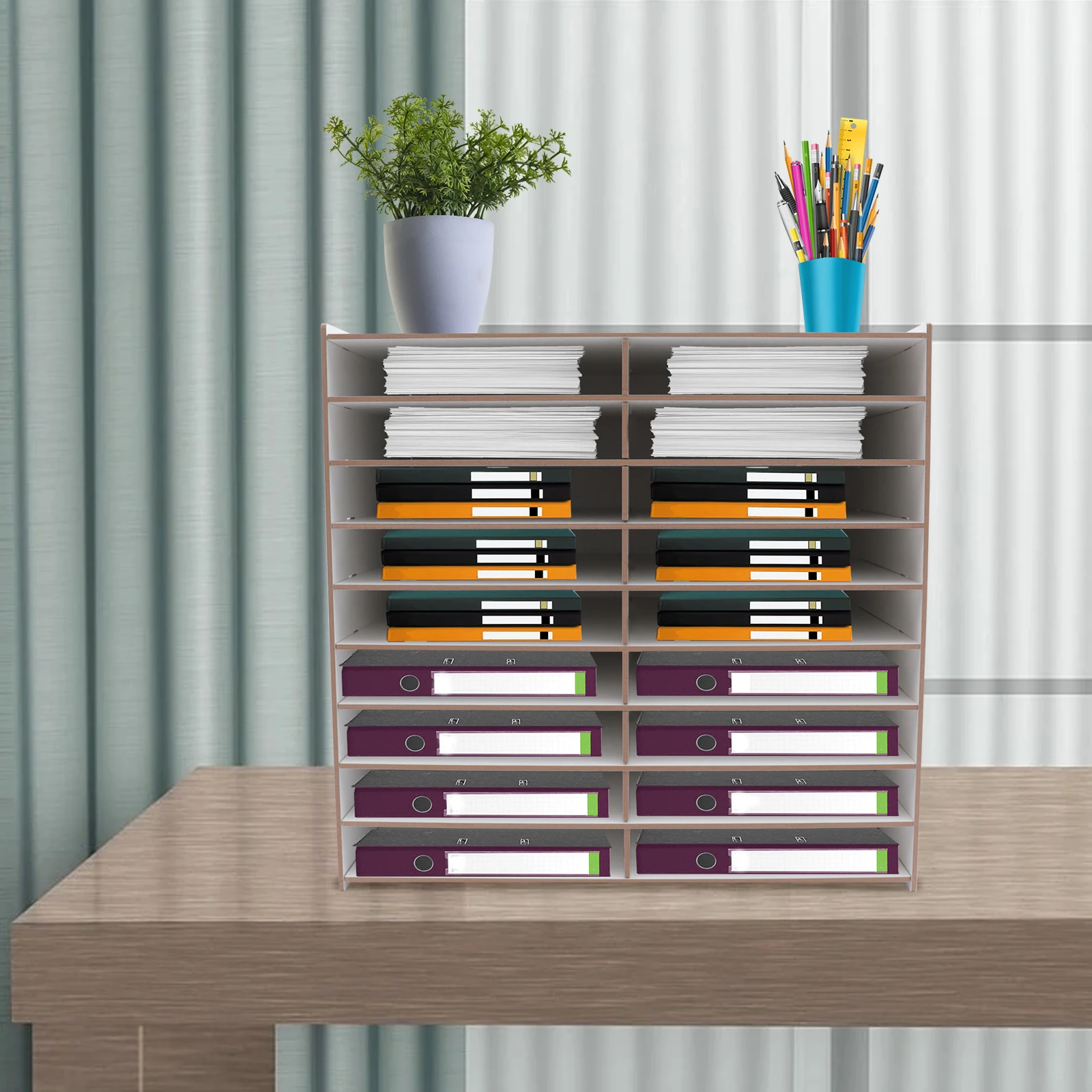 Деревянный бумажный лоток для почты, сортировщик, офисный настольный органайзер для файлов, литературный органайзер, классная вертикальная стойка для хранения журналов