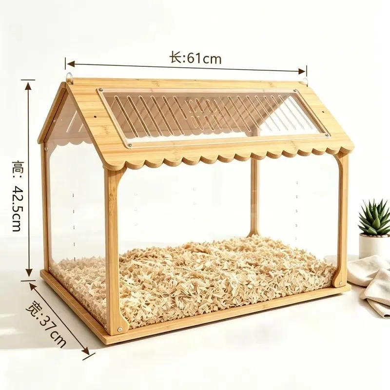 for Wholesale Large Wooden Hamster Cage Transparent Acrylic Escape Squirrel Cage Multifunctional Small Pet House OEM