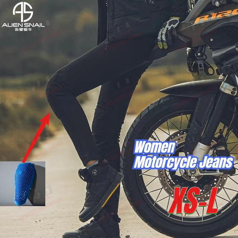 

Women Motorcycle Jeans Upgrade Silicone Protector Detachable Racing Road Rider Four Seasons Casual Fashion Moto Pants