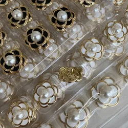 5 Pieces Beautiful Flower Shank Buttons Creative Camellia Flower Metal Buttons Woman Sweater Dress Coat Accessories