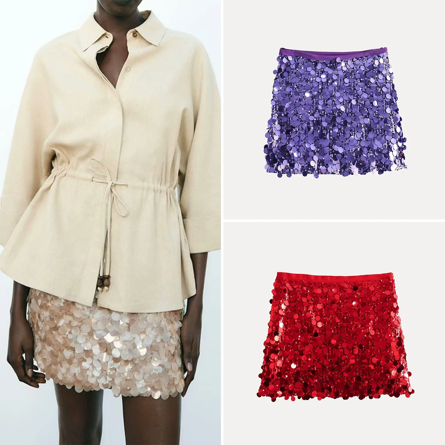 Fashionable Glitter  Skirt Women's Style Summer New Arrival Breathable Skin-friendly Standard Fit Polyester Inner 