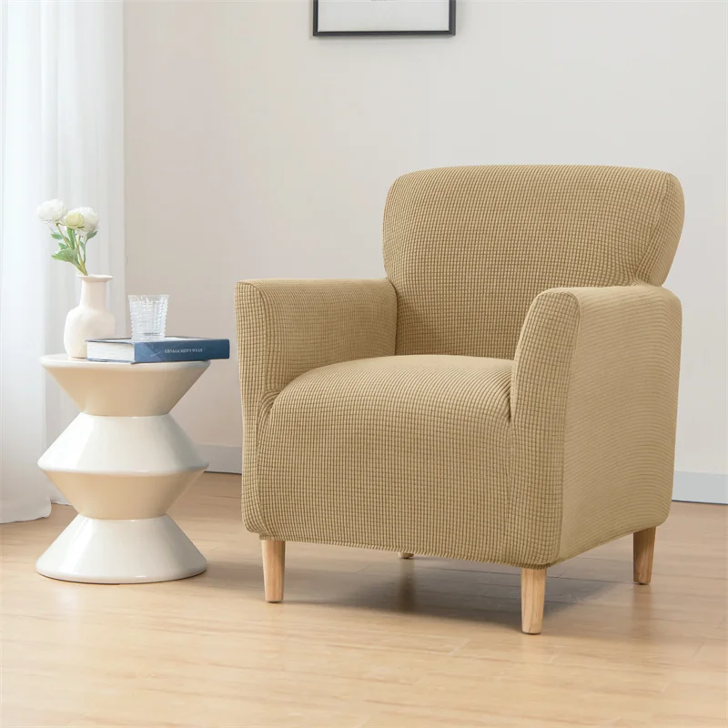 Stretch Spandex Club Armchair Slipcovers Elastic Single Couch Covers Jacquard Tub Sofa Cover for Study Bar Counter Living Room