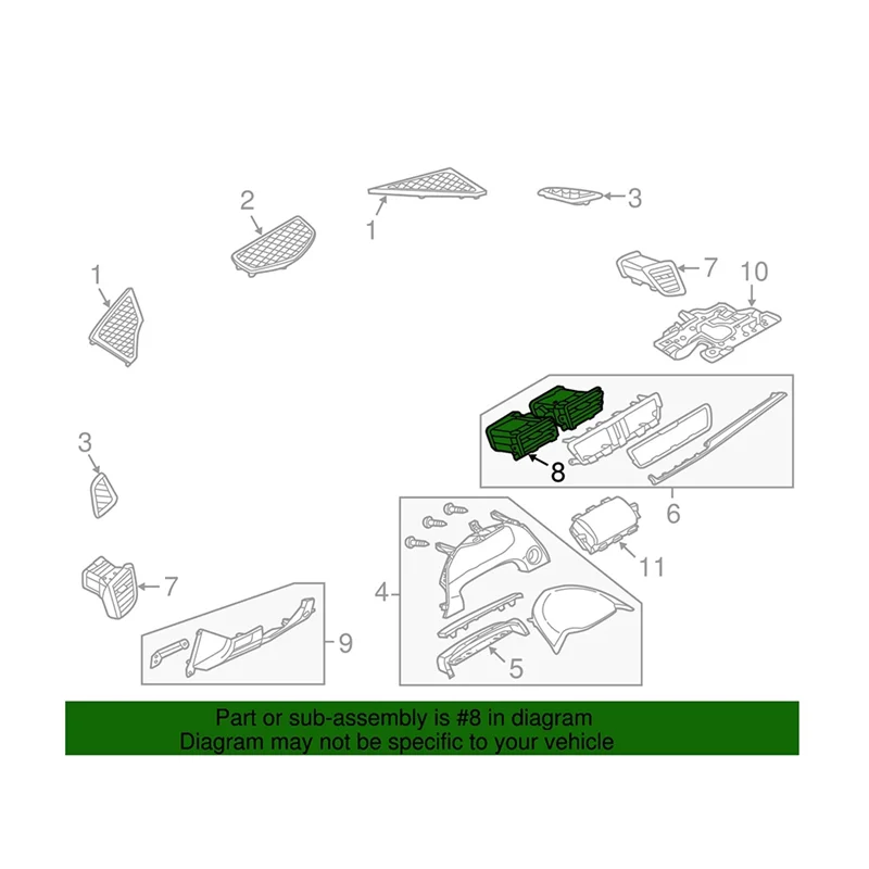 【ADORN】 Gruppo uscita aria Aria condizionata centralizzata per auto Griglia di ventilazione per Mazda 3 BM BN 2013-2018 Sinistra BHN2-64-91X