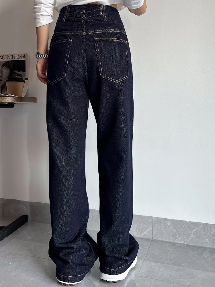 

Широкие джинсы с высокой талией, синие джинсы, женские свободные прямые брюки для похудения, весенне-осенние повседневные джинсы с высокой талией