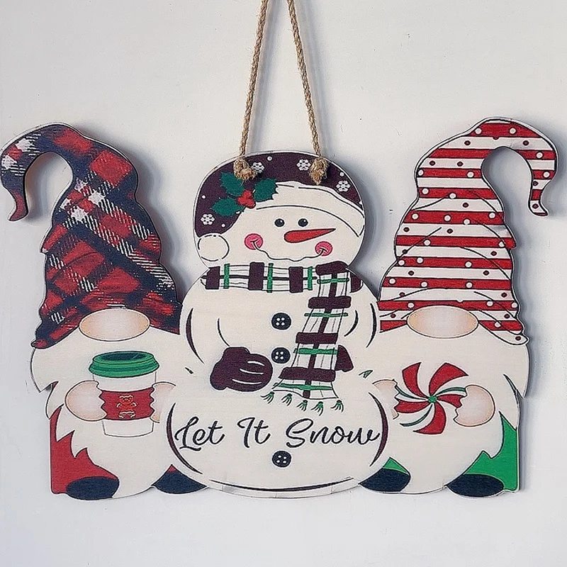 그놈 행잉 문짝 장식, 추수감사절 나무 사인 호박 문짝 행어, 야외 전면 문짝, 1 개