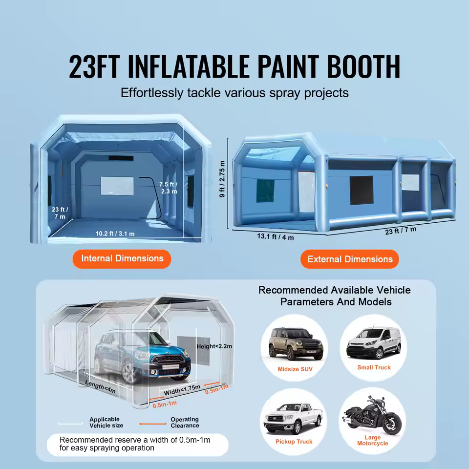 VEVOR Inflatable Paint Booth Inflatable Spray Booth with Powerful Blowers and Air Filter System Portable Car Paint Booth - AliExpress