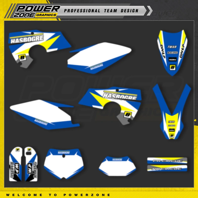 PowerZone Custom Team Graphics Backgrounds Decals For 3M Stickers Kit For HUSABERG FE 2006 2007 2008 Number Name Customize