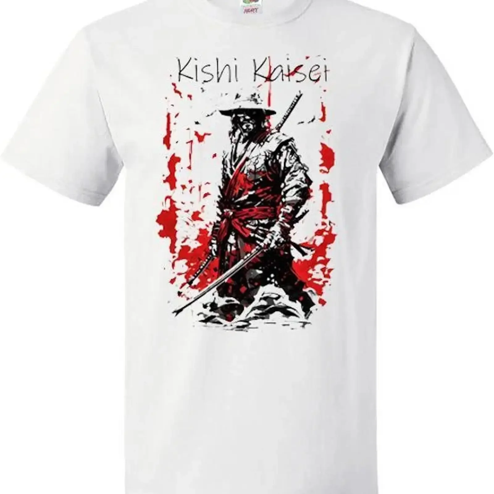 Adult T shirt Kishi Kaisei Japanese proverb Samurai Life and Death white vintage Washed Top For Everyday Wear Stylish graphic