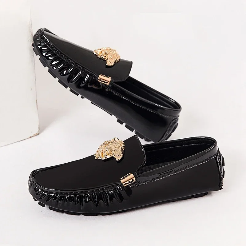 موضة الأسود أحذية الأخفاف غير رسمية للرجال تنفس الذكور فستان سهرة للحفلات أحذية كبيرة الحجم 46 47 48 الشباب الزفاف المتسكعون #2