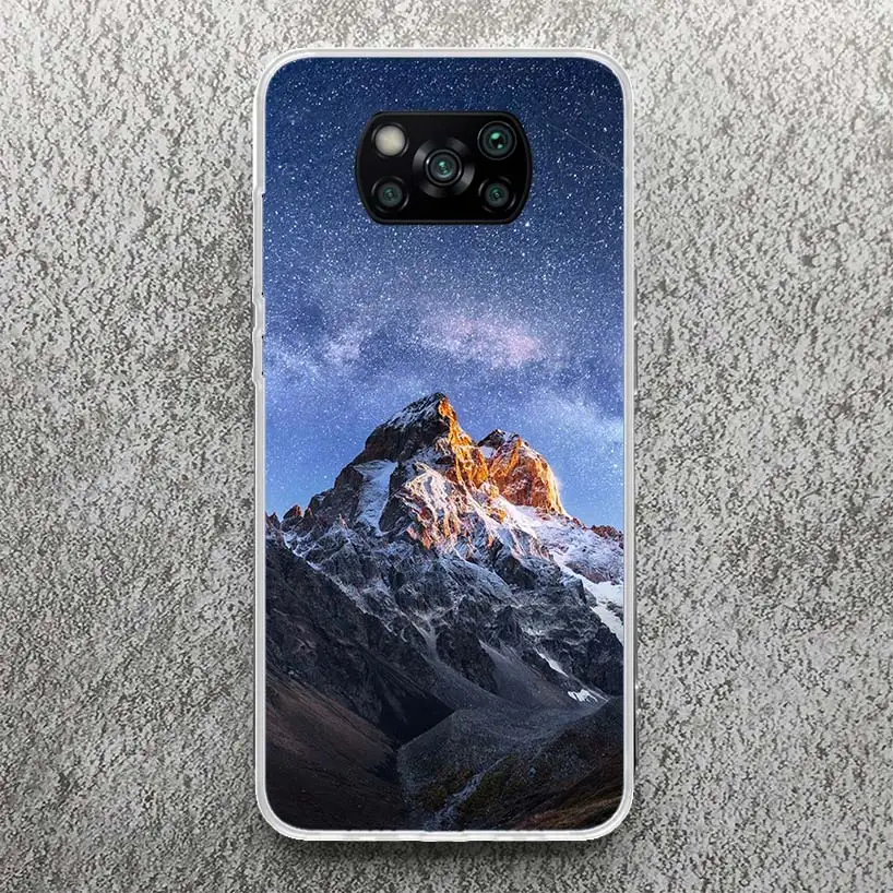 Custodia morbida con stampa foresta Mountain Peak per Xiaomi Poco X3 X4 NFC X5 Pro M3 M4 M5S custodia per telefono F5 F4 GT F3 F2 F1 Pattern Cover