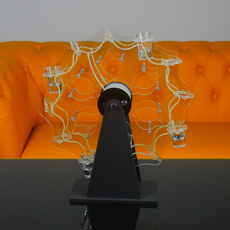 カスタムLED発光観覧車ガラスラック回転式カラーカップホルダー、バーパーティー装飾カクテルパーティー用品