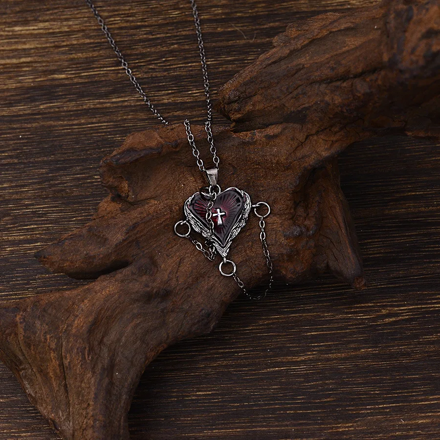 DIY accessories European and American Gothic dark wind unique creative wings embrace love cross necklace old high-end jewelry