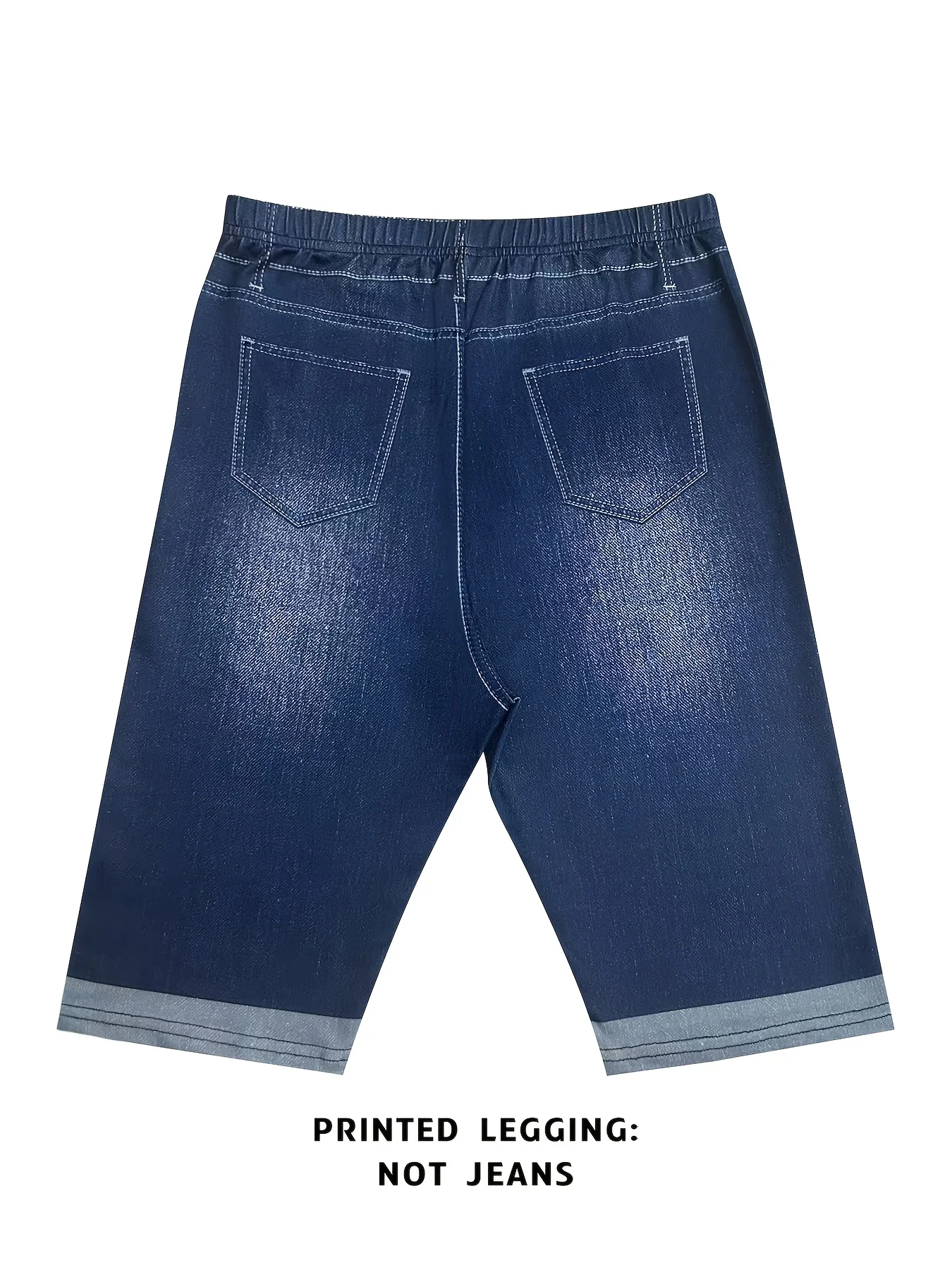 Stretch-Capri-Leggings mit Denim-Print für Damen, atmungsaktive Outdoor-Strand-Urlaubsshorts – Detail 5