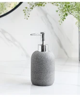 5Pcs Bathroom Accessories set Lotion Dispenser Toothbrush Holder Tray Tumbler Cup Soap Dish Beige and Grey 17