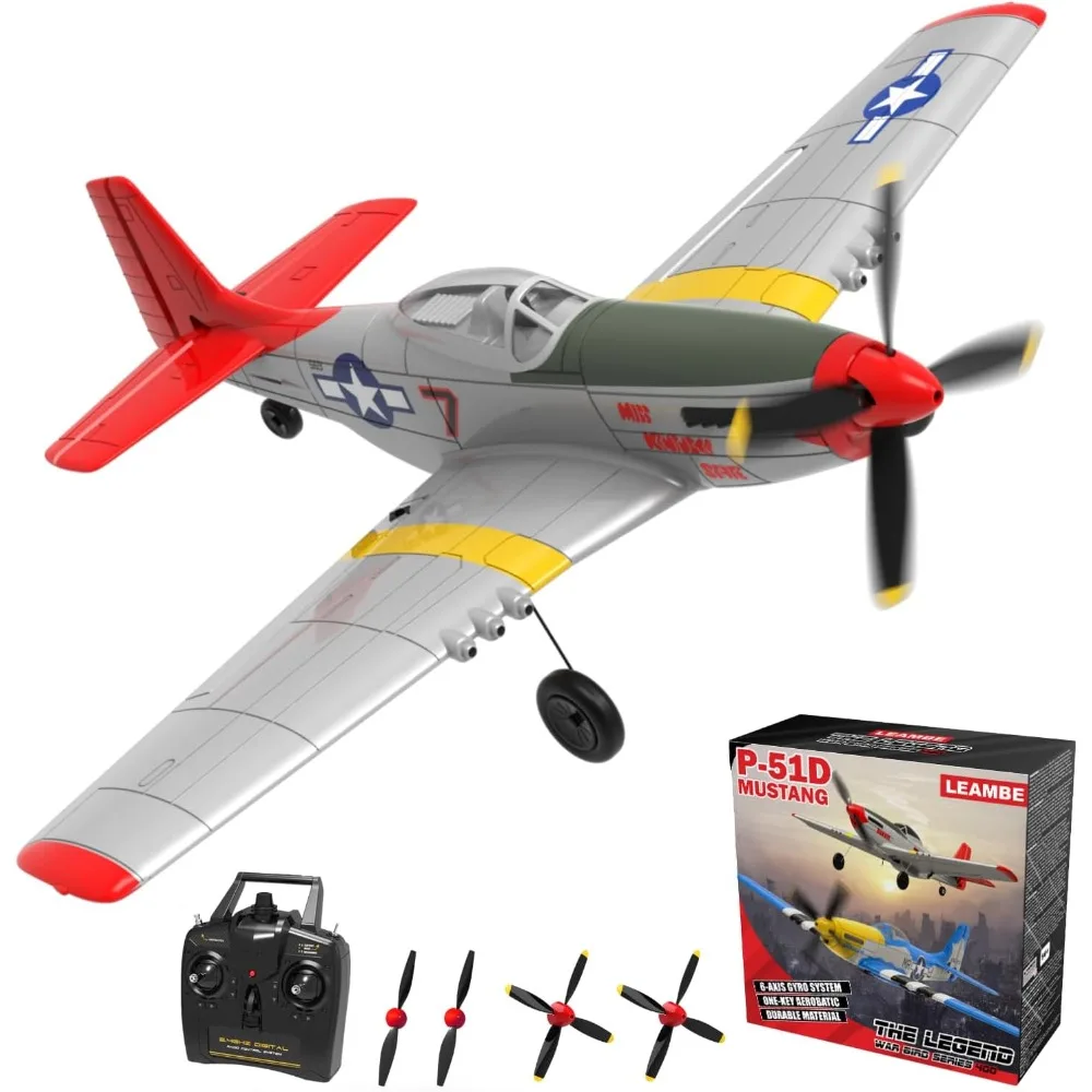 P51 Mustang Avión RC de 4 canales: Avión acrobático para principiantes, regalo perfecto para entusiastas de la aviación