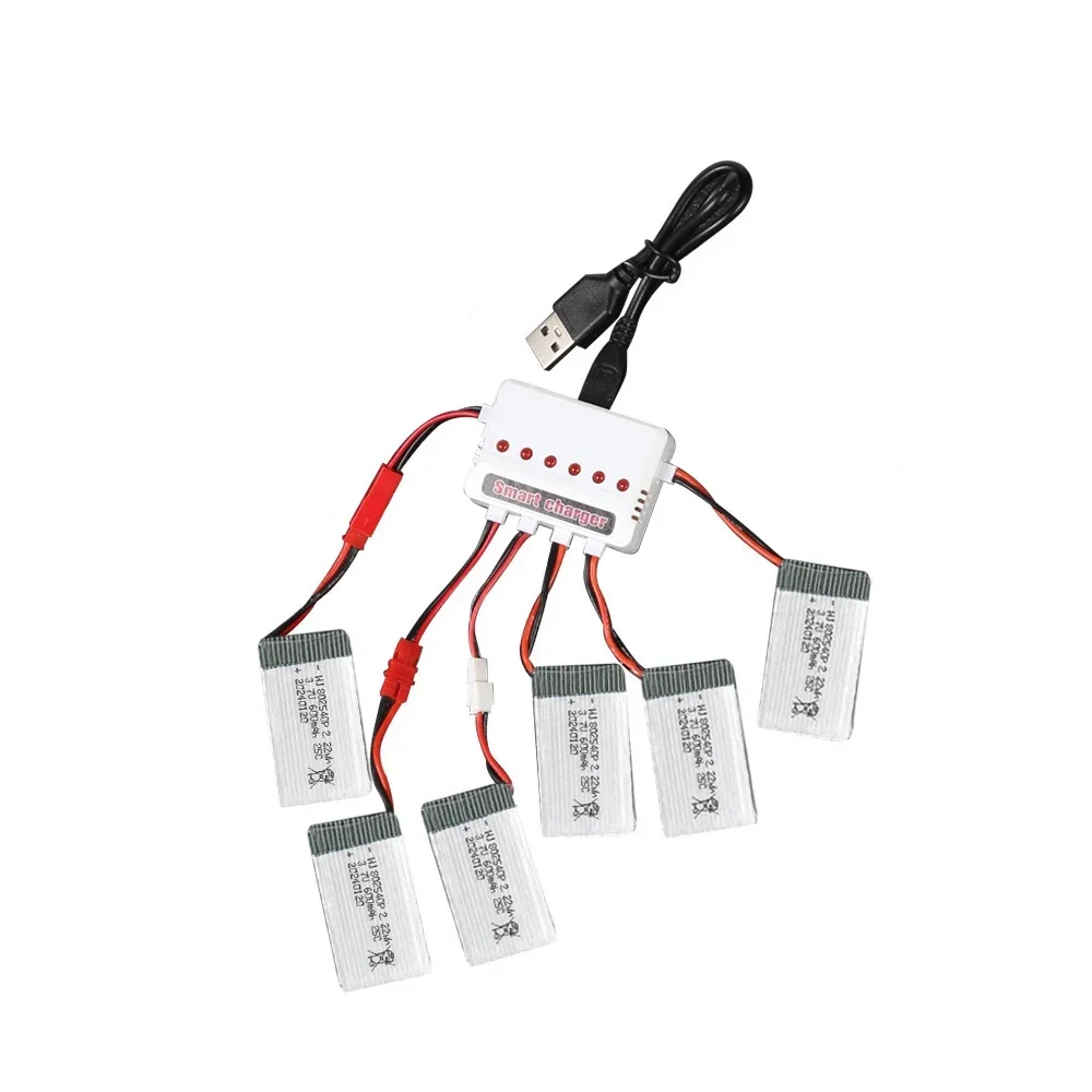 6pcs 802540P 3.7V 600mah Drone Rechargeable Battery Syma Li-Po Battery + Charger Units For Syma X5c X5 RC Quadcopter Spare Parts