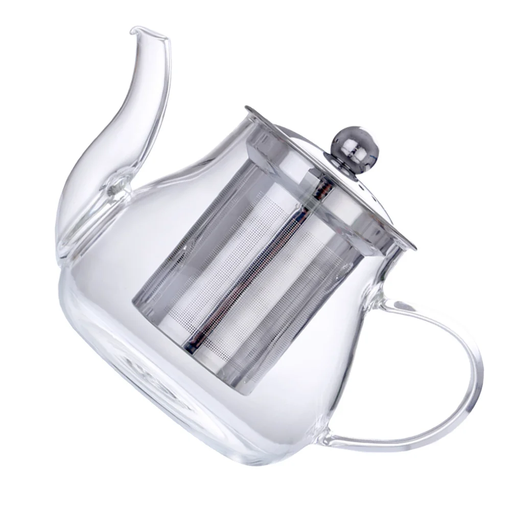 

1Pcs Transparent Glass Teapot with Detachable Filter Heat Resistant Sturdy for Kung Fu Flower Fruit Tea Daily Brewing