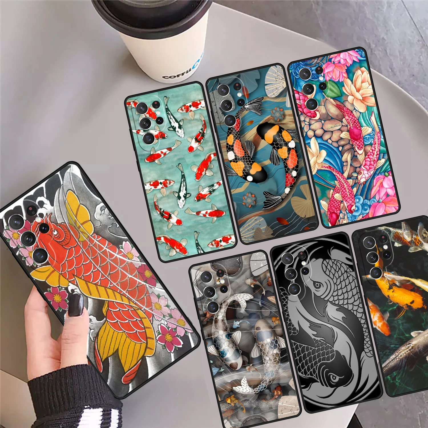 

Japanese Koi Fish Phone Case Cover Coque For Samsung Galaxy S24 S25 Ultra 23 S22 Plus S21 FE S20 Note 10 Pro Note 20 Ultra