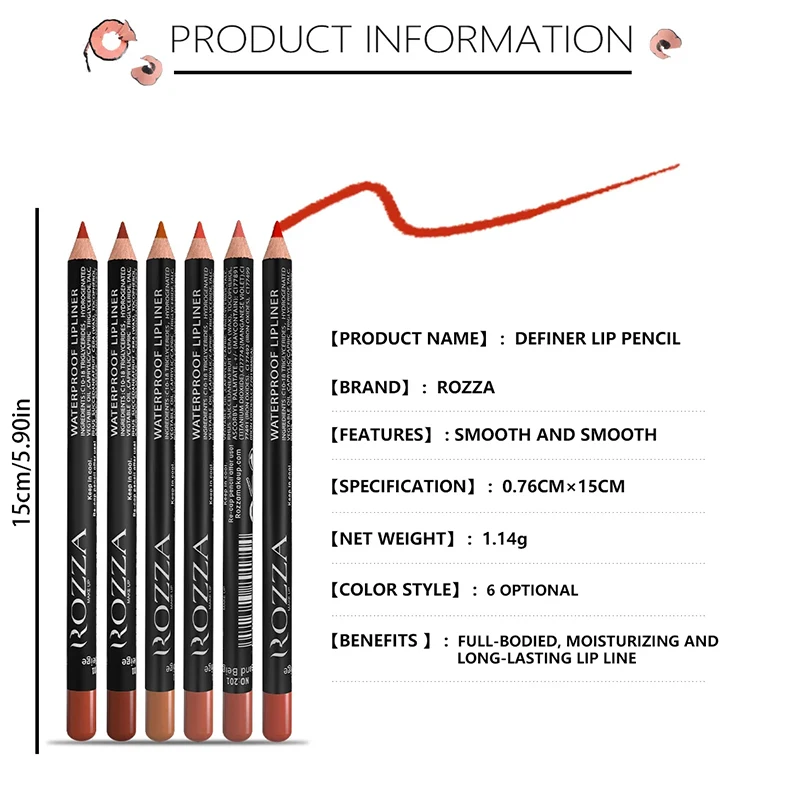 Matte Lipliner para todos os tipos de pele, 14 cores, duradouro, impermeável, hidratante, antiaderente, cosméticos baratos