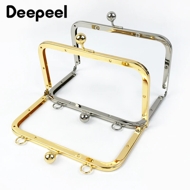 1-5Pcs Deepeel 15cm Metal Bag Handle Square Purse Frame with Kiss Clasp Handmade Wallet Handbag Chain DIY Hardware Accessories