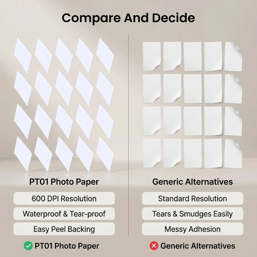 20pcs 2x3.5 Inch Self Adhesive Photo Paper Smudgeproof Tear Proof Adhesive Photo Paper Sheets Back Adhesive