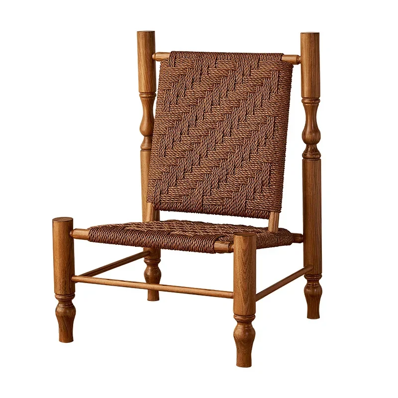 

Medieval rattan weaving, woven characteristic sofa chair, leisure bed and breakfast hotel balcony reading chair