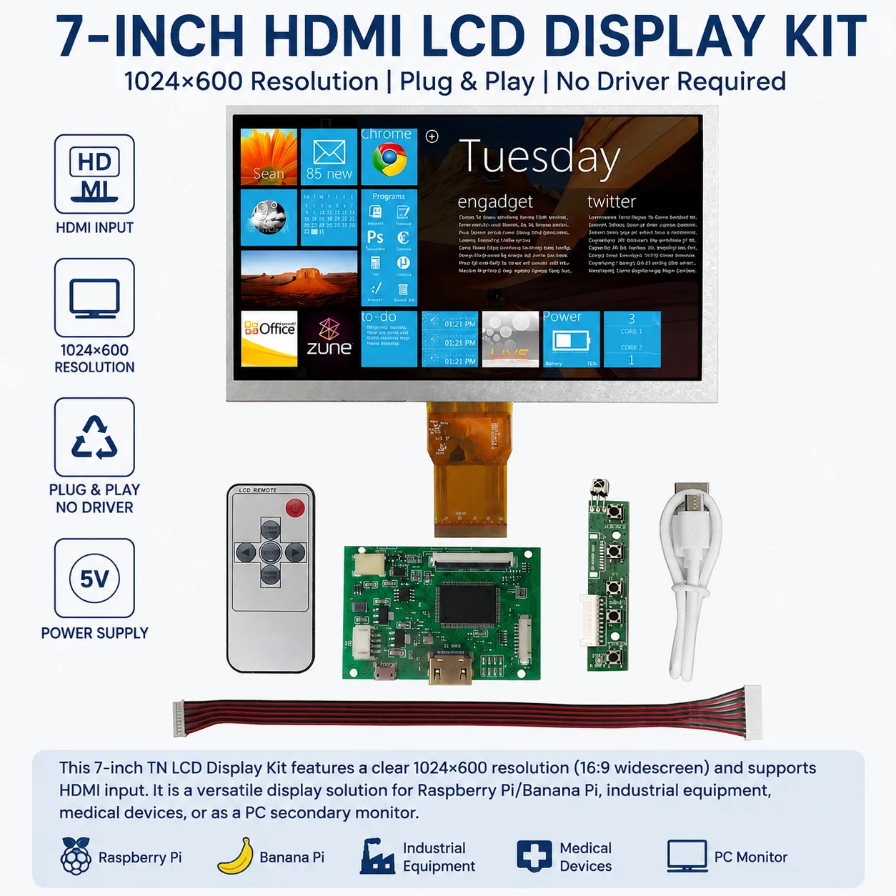 7-インチ-lcd-ディスプレイ画面ドライバーボードモニターキット-raspberry-pi-4-3b-pc-ラップトップゲームコンソール用