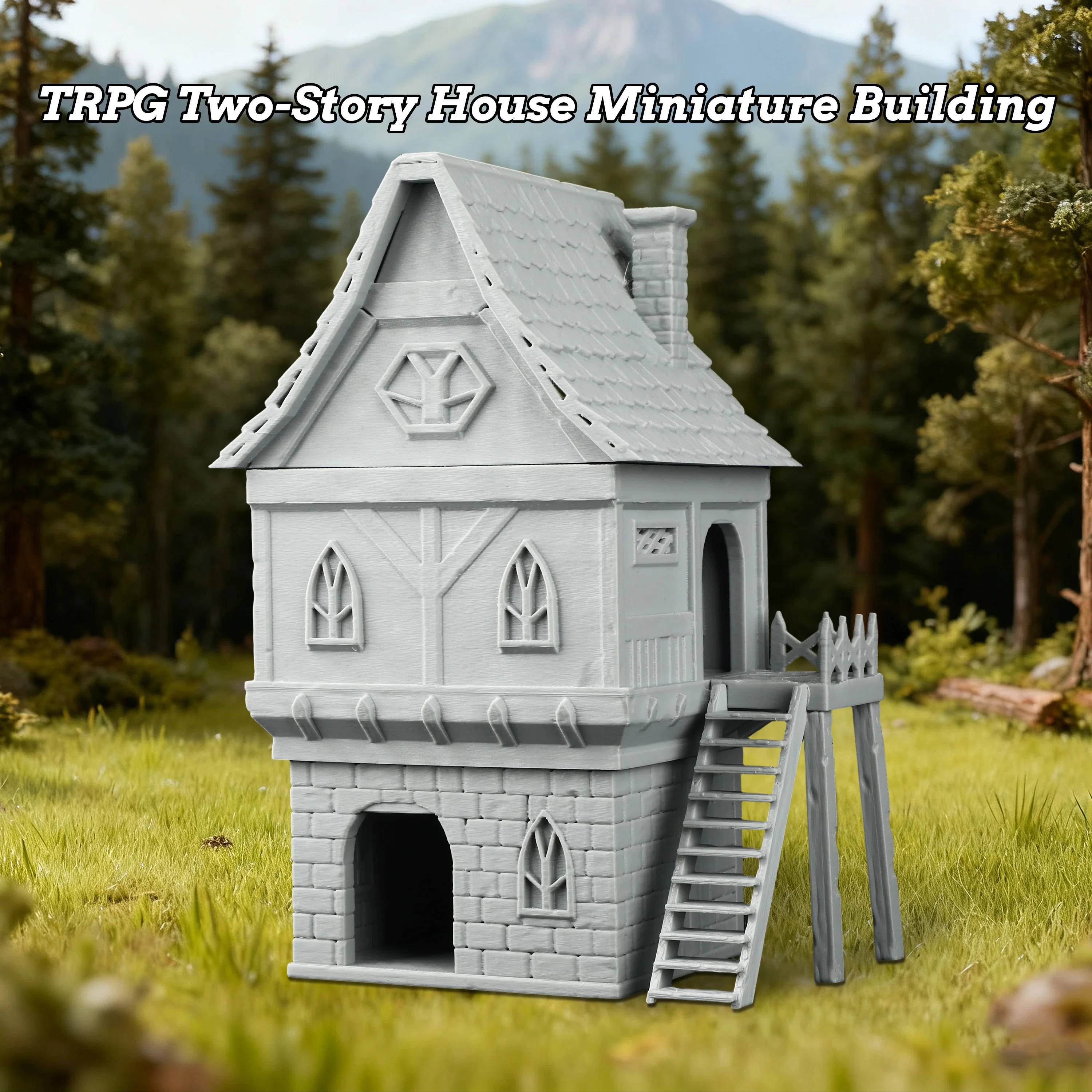 RPG Medieval Two-Story House Terrain Miniature | Fantasy Tabletop Terrain for Town Exploration & Village Home Settings,Trpg Gift