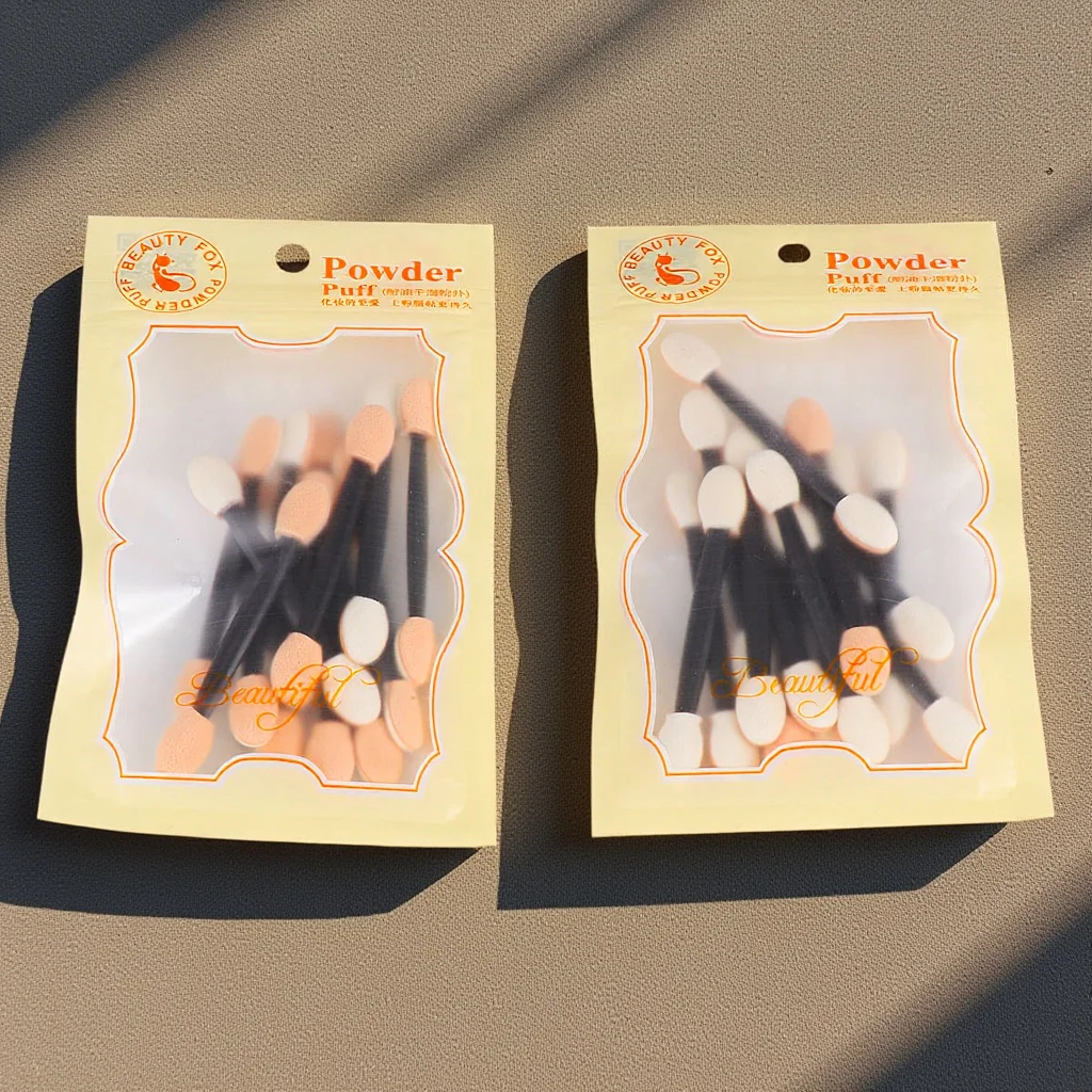 24pcs Disposable Makeup Sponge Sticks Dual Ends Applicator For Eye Shadow Lip Glitter Application Brush Eyeshadow Makeup