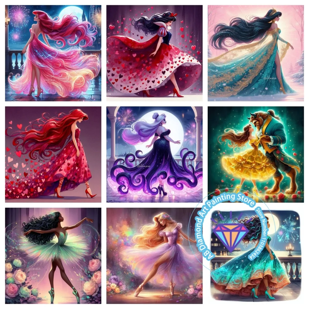 

Cartoon Princess Dancing AB Diamond Painting Kit Square Round Diamond 5D DIY Mosaic Handmade Art Exquisite Gift Home Decor