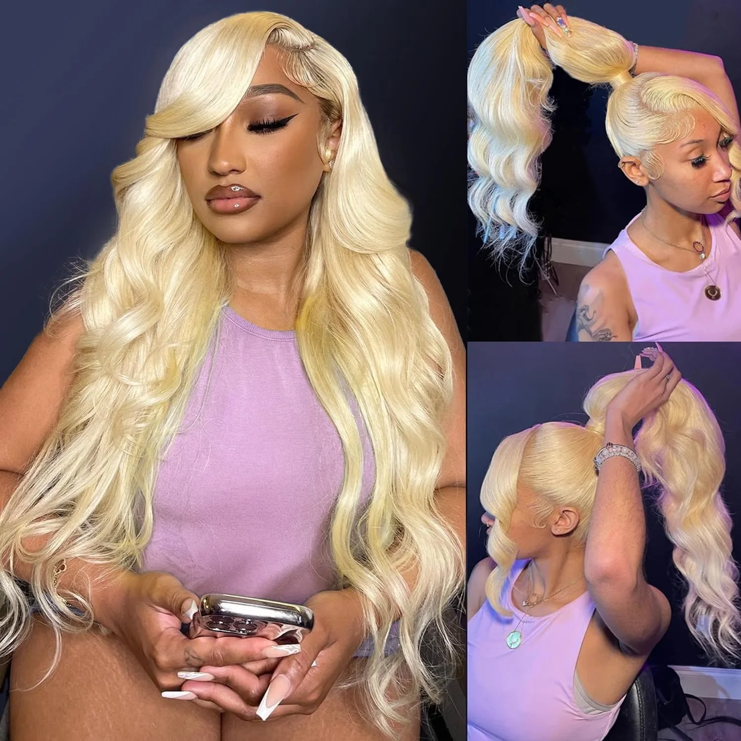 Body Wave 13X4 613 Lace Front Wig Human Hair Glueless Wigs Human hair Pre Plucked Pre Bleached 200% Density Blonde Wig With Drawstring HD Full Lace Human Hair Wigs 28Inch