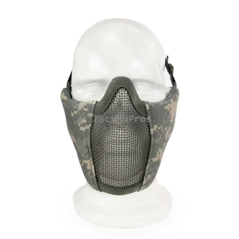 Tactical Face Mask Breathable Low-carbon Steel Mesh Hunting Shooting Protective Mask Adjustable Paintball Combat Half Face Masks