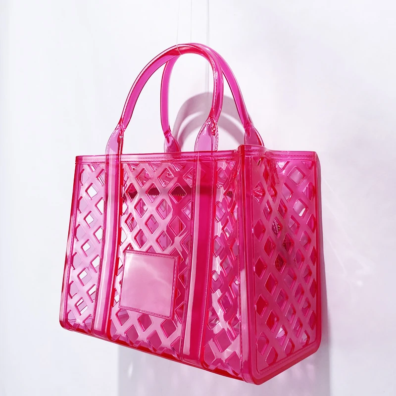 

Fashion Box Jelly Tote Bags For Women Luxury Designer Handbag And Purses 2025 New In PVC Letter Hollow Top Handle Small Shoulder