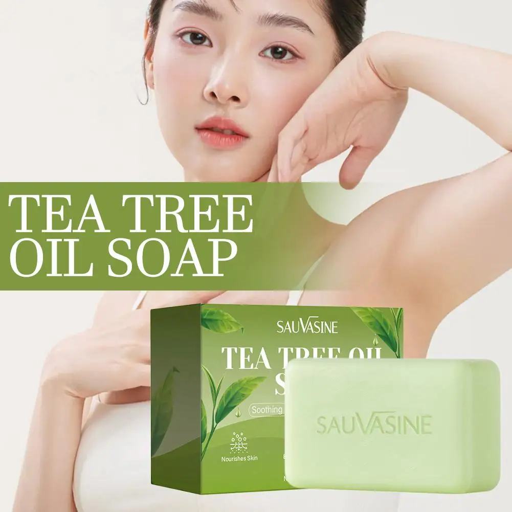 1/2/3PCS Tea Tree Oil Soap Bar for Men & Women Deep Cleansing Soothing for Dry Skin, Body Odor Care Exfoliates & Firms Skin Care